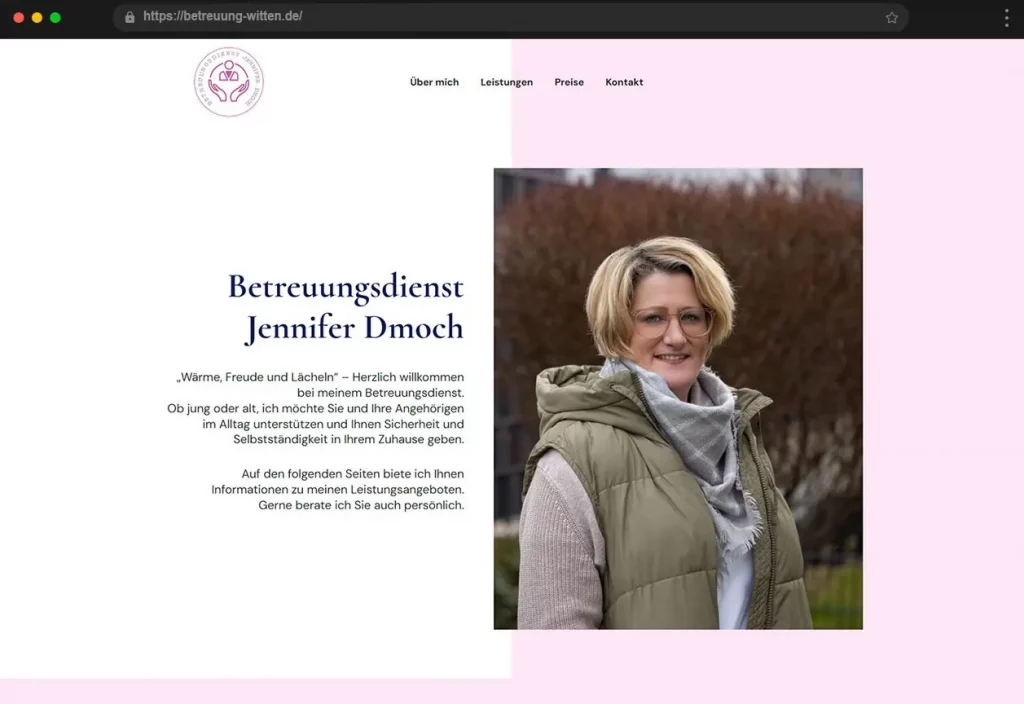 Webdesign-Referenz für betreuung-witten.de: Eine klare und vertrauenerweckende Website-Umsetzung für soziale Dienstleistungen in Witten durch Nick Webdesign.